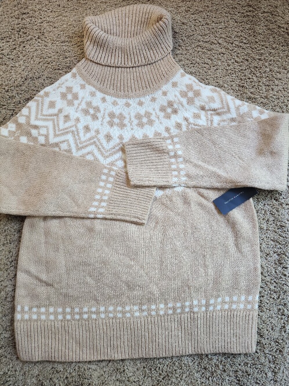 New Women Tommy Hilfiger Turtleneck Thick Knit Sweater L